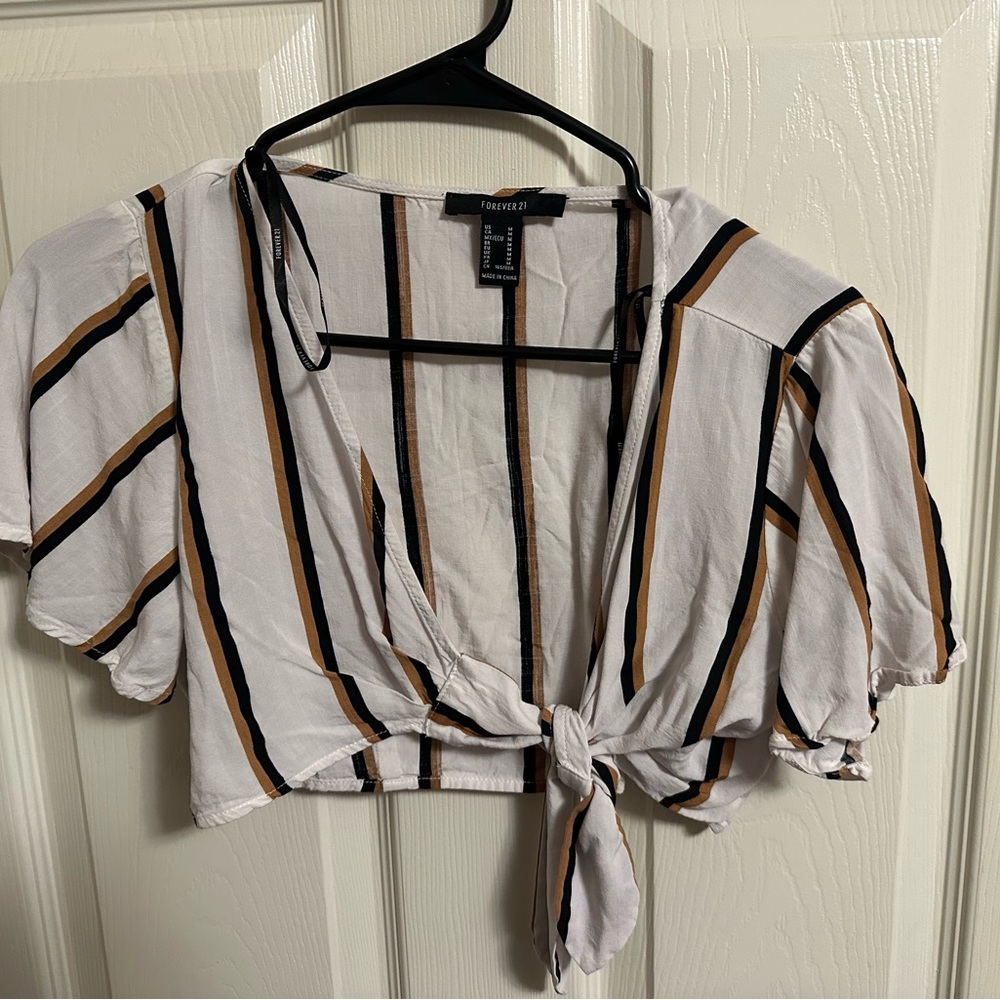 Striped Tie Crop Top- Forever 21